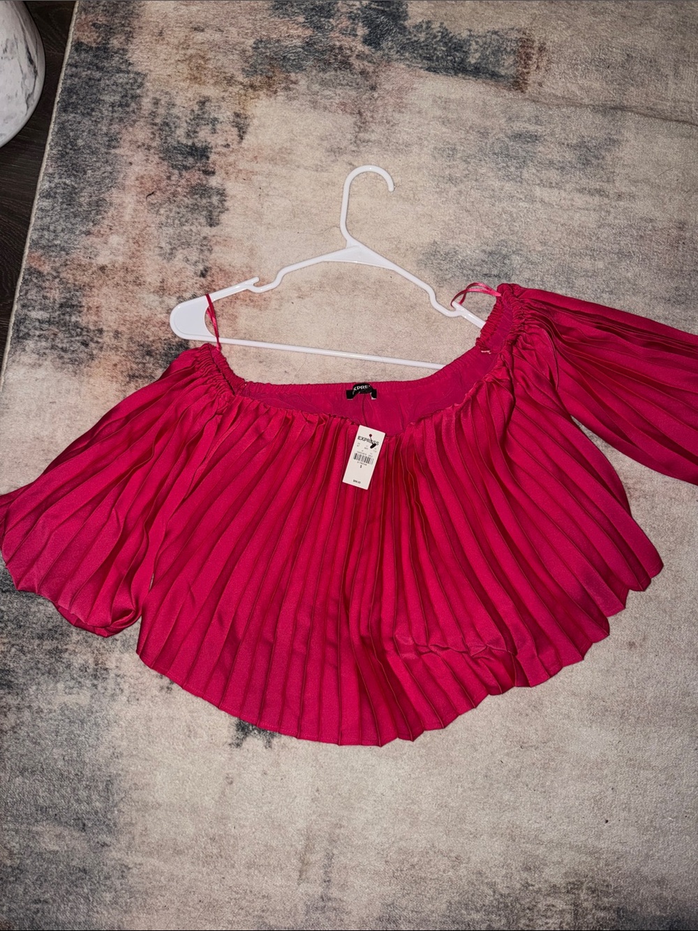 Express Pleated Off-Shoulder Women's Top - Fuchsia Pink